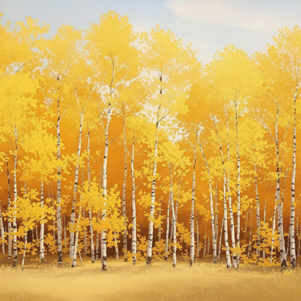 Autumn Aspen & Birch Forests — Panoramic Canvas Wall Art