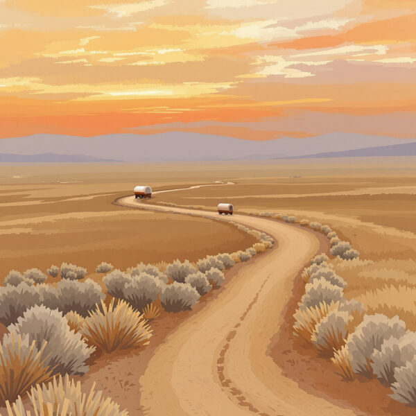 Historic Wagon Trails — Vertical Canvas Wall Art