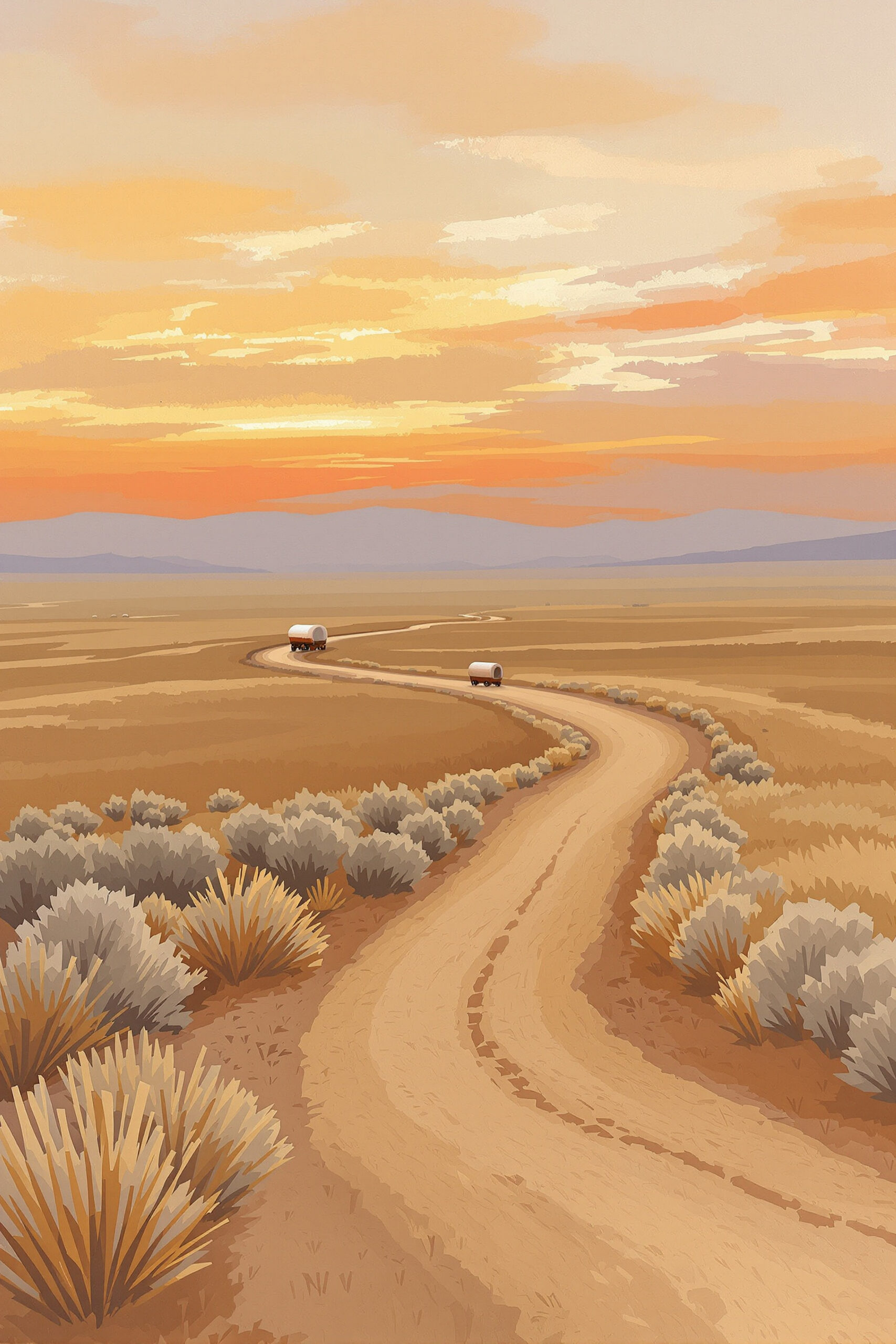 Historic Wagon Trails — Vertical Canvas Wall Art