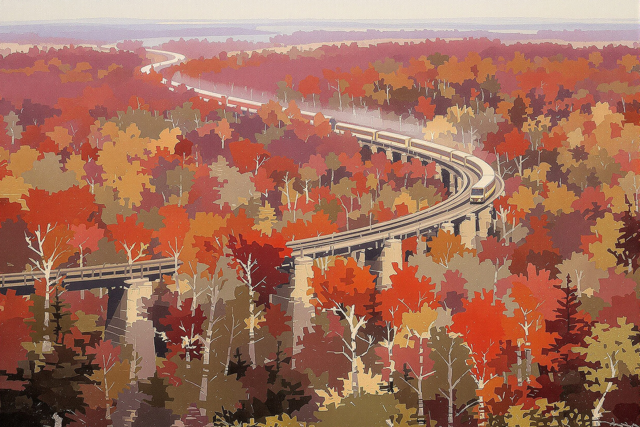 Autumn Foliage Scenic Railroad — Horizontal Canvas Wall Art