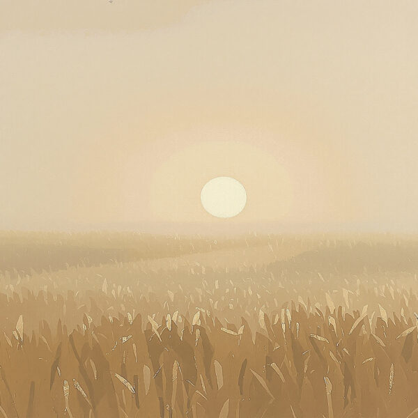 Morning Mist Over Cornfields — Panoramic Canvas Wall Art