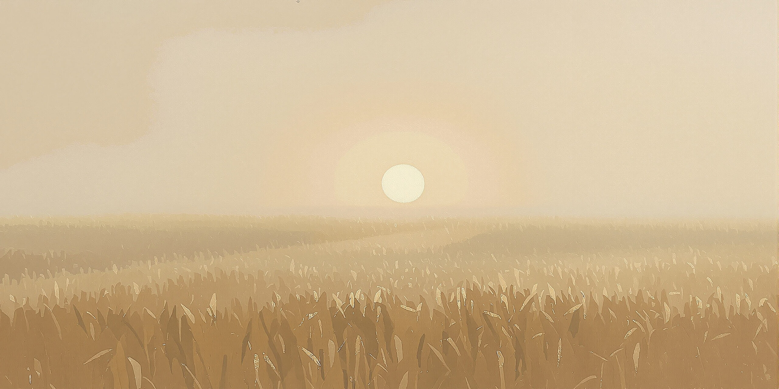 Morning Mist Over Cornfields — Panoramic Canvas Wall Art