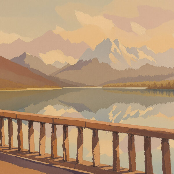 Mountain Lake Porch Overlook — Horizontal Canvas Wall Art