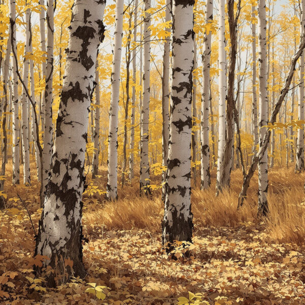 Archery Target Practice in Birch Woods — Horizontal Canvas Wall Art