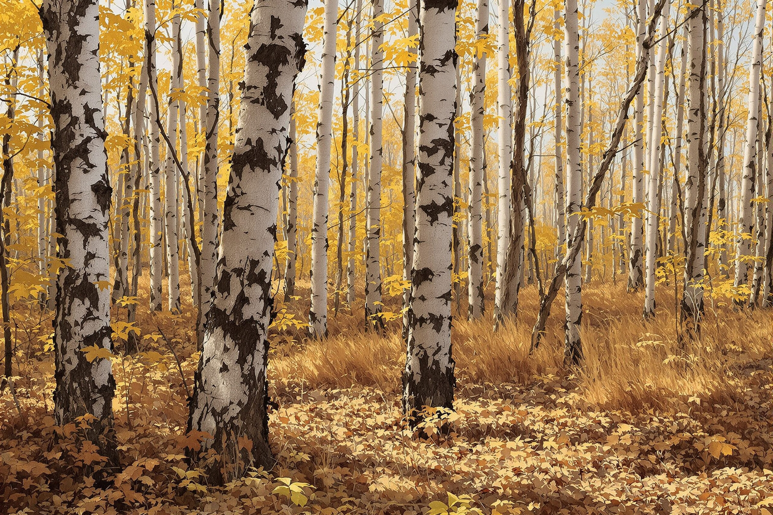 Archery Target Practice in Birch Woods — Horizontal Canvas Wall Art